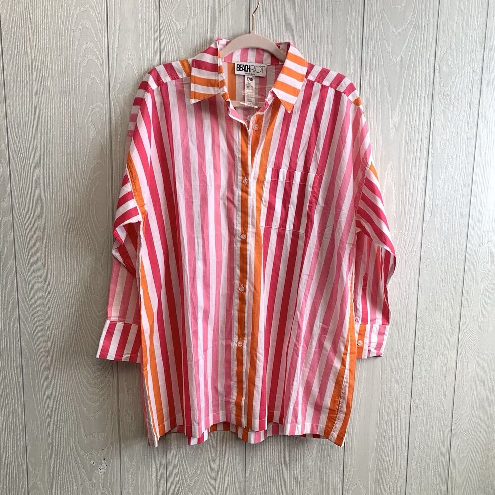 Beach Riot Alexa Top Sunset Stripes Pink Orange Swim Coverup S/M NWOT - Picture 3 of 5